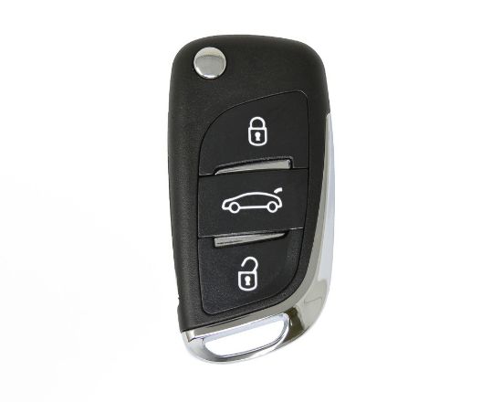 peugeot-flip-remote-key-shell-chrome-3-button-without-battery-holder-modified
