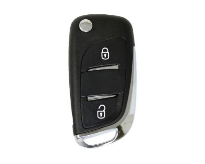 peugeot-flip-remote-key-shell-chrome-2-button-with-battery-holder-modified