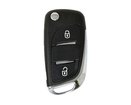 peugeot-flip-remote-key-shell-chrome-2-button-with-battery-holder-modified