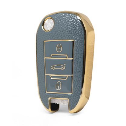 nano-high-quality-gold-leather-cover-for-peugeot-flip-remote-key-3-buttons-gray-color-pg-c13j