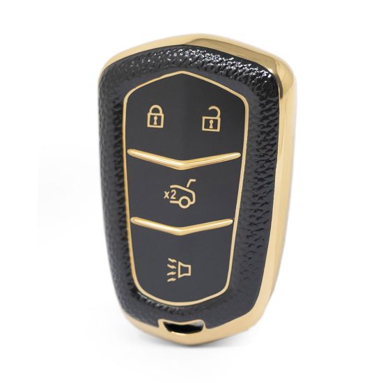 nano-high-quality-gold-leather-cover-for-cadillac-remote-key-4-buttons-black-color-cdlc-a13j4