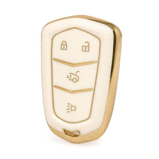 nano-high-quality-gold-leather-cover-for-cadillac-remote-key-4-buttons-white-color-cdlc-a13j4