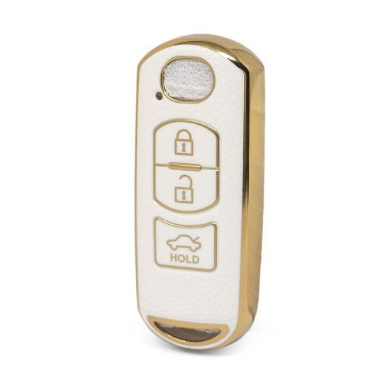 nano-high-quality-gold-leather-cover-for-mazda-remote-key-3-buttons-white-color-mzd-a13j3