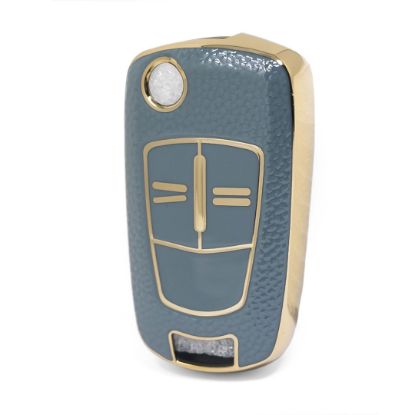 nano-high-quality-gold-leather-cover-for-opel-flip-remote-key-2-buttons-gray-color-opel-a13j