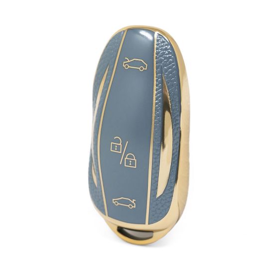 nano-high-quality-gold-leather-cover-for-tesla-remote-key-3-buttons-gray-color-tsl-a13j