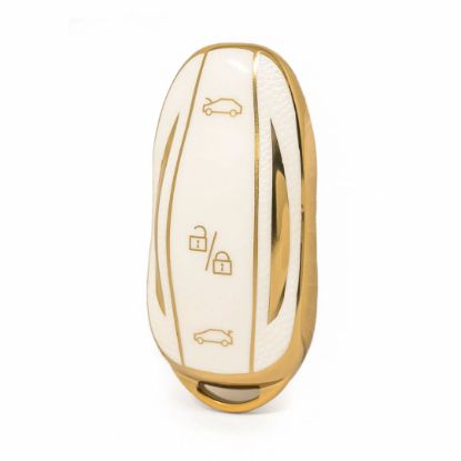 nano-high-quality-gold-leather-cover-for-tesla-remote-key-3-buttons-white-color-tsl-b13j