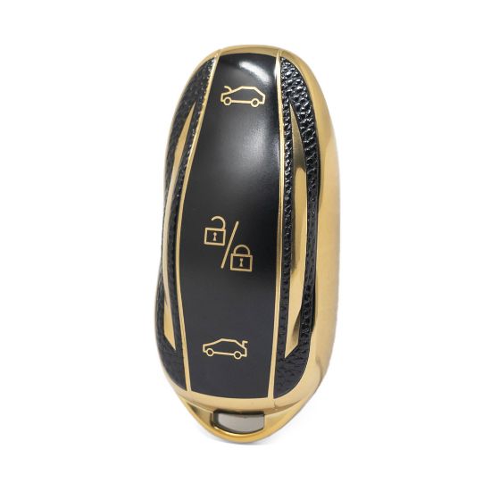nano-high-quality-gold-leather-cover-for-tesla-remote-key-3-buttons-black-color-tsl-c13j