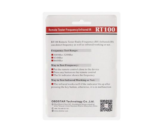 NEW OBDSTAR RT100 Remote Tester Frequency Infrared IR - Range: 300Mhz-320Mhz 434Mhz 868Mhz | Emirates Keys
