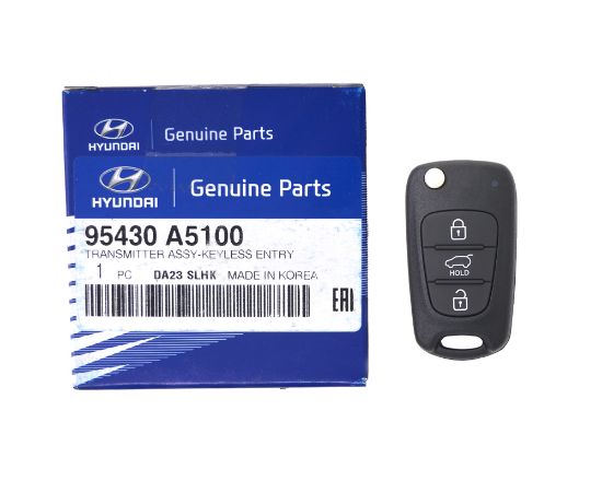 New Hyundai I30 2012 Genuine/OEM Flip Remote Key 3 Buttons 4D Transponder 95430-A5100 95430A5100 / FCCID: RKE-4F04 OEM Box | Emirates Keys