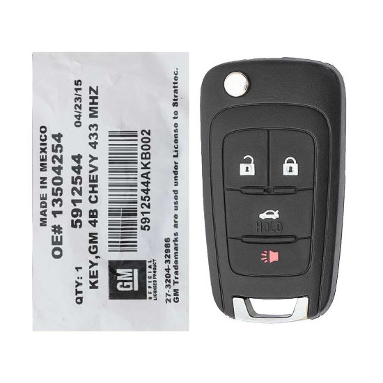 NEW Chevrolet Malibu Cruze Impala 2013-2014 STARTTEC Genuine/OEM Flip Remote Key 4 Buttons 433MHz 5912544 Part Transponder | Emirates Keys