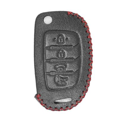 Leather Case For Hyundai Flip Remote Key 4 Buttons