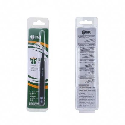 ESD Anti-Static Stainless Steel Tweezers 6 Types Repair Hardened Stainless Steel Pointed Tweezers Elbow Round Head Extension Clip package