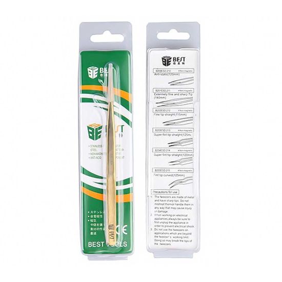 BEST BST-SS-SA Gold Plated Tip Tweezer Precision Tweezers Laid Special Hard Wear-Resistant | Emirates Keys