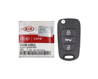 LIKE NEW KIA Ray 2010 Original Flip Remote Key 2 Buttons 433MHz Manufacturer Part Number: 95430-A3000 FCCID: RKE-4A01 OEM Box | Emirates Keys
