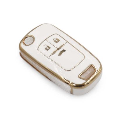New Aftermarket Nano High Quality Cover For Chevrolet Opel Flip Remote Key 3 Buttons White Color | Emirates Keys