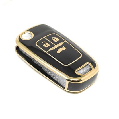 New Aftermarket Nano High Quality Cover For Chevrolet Opel Flip Remote Key 3 Buttons Black Color | Emirates Keys