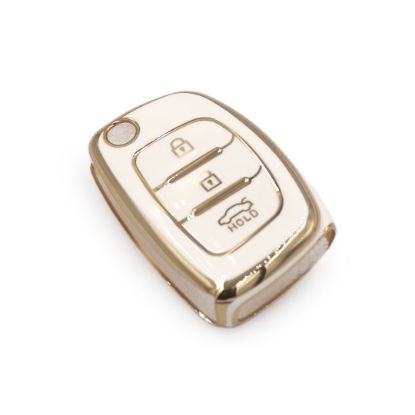 New Aftermarket Nano High Quality Cover For Hyundai Flip Remote Key 3 Buttons White Color | Emirates Keys