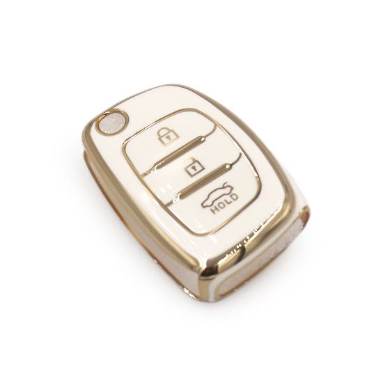New Aftermarket Nano High Quality Cover For Hyundai Flip Remote Key 3 Buttons White Color | Emirates Keys