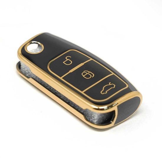 New Aftermarket Nano  High Quality Cover For Ford Focus Flip Remote Key 3 Buttons Black Color | Emirates Keys