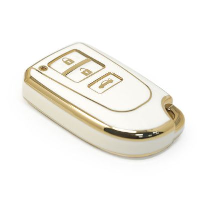 New Aftermarket Nano High Quality Cover For Toyota Vios Yaris Remote Key 3 Buttons White Color | Emirates Keys
