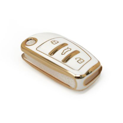 New Aftermarket Nano High Quality Cover For Audi Flip Remote Key 3 Buttons White Color | Emirates Keys