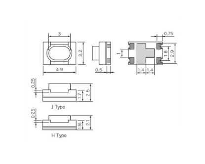 Picture of Button Tactile Switch Original for Toyota Smart Remote keys 4.9X3.2X2.5H