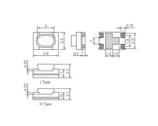 Picture of Button Tactile Switch Original for Toyota Smart Remote keys 4.9X3.2X2.5H