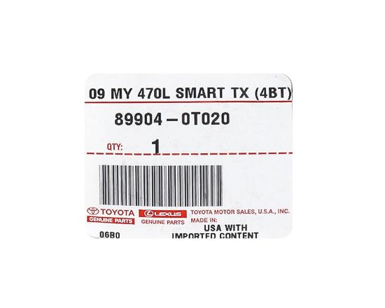 NEW Toyota Venza 2010-2016 Genuine/OEM Smart Key 4 Buttons 315MHz Manufacturer Part Number: 89904-0T020 899040T020 / FCCID: HYQ14ACX | Emirates Keys