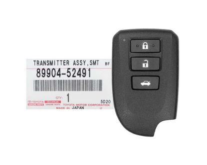 New Toyota Vios Yaris 2014 Genuine Smart Key 3 Buttons 433MHz 89904-52491, 89904-52492, 89904-52432 / FCCID: BF2EK | Emirates Keys