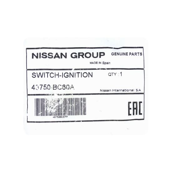 Nissan Genuine / OEM Switch-Ignition OEM Part Number: 43750-BC60A / 43750BC60A | Emirates Keys
