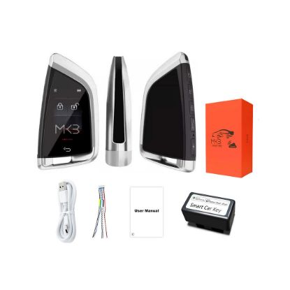 New Aftermarket LCD Universal Smart Key Kit With Keyless Entry And IOS Car FEM Style Location Tracking System Silver Color |MK3