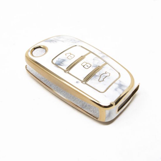 New Aftermarket Nano High Quality Marble Cover For Geely Flip Remote Key 3 Buttons White Color GL-D12J | Emirates Keys