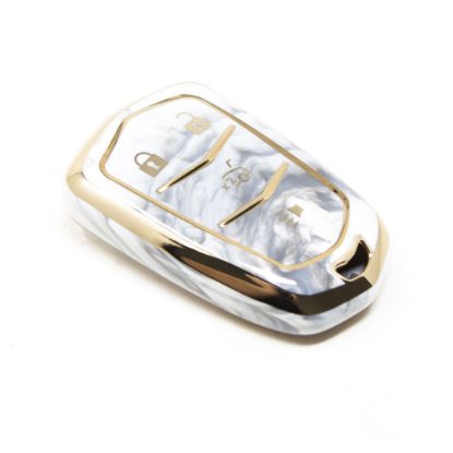 New Aftermarket Nano High Quality Marble Cover For Cadillac Remote Key 4 Buttons White Color CDLC-A12J4 | Emirates Keys