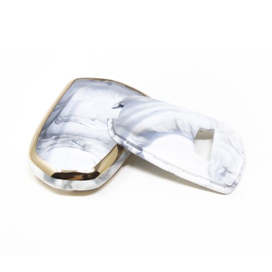 New Aftermarket Nano High Quality Marble Cover For Cadillac Remote Key 5 Buttons White Color CDLC-A12J5 | Emirates Keys