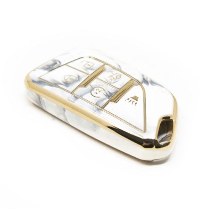 New Aftermarket Nano High Quality Marble Cover For Cadillac Remote Key 5 Buttons White Color CDLC-B12J5 | Emirates Keys