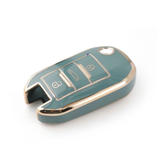 New Aftermarket Nano High Quality Cover For Peugeot 407 408 Flip Remote Key 3 Buttons Gray Color PG-C11J | Emirates Keys