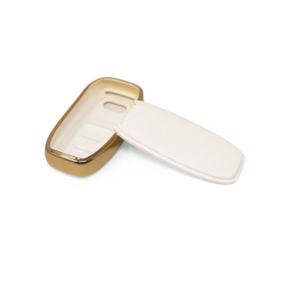 New Aftermarket Nano High Quality Gold Leather Cover For Audi Remote Key 3 Buttons White Color Audi-A13J | Emirates Keys