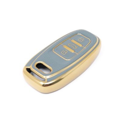 New Aftermarket Nano High Quality Gold Leather Cover For Audi Remote Key 3 Buttons Gray Color Audi-A13J | Emirates Keys