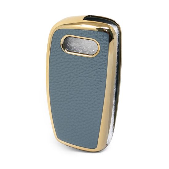 New Aftermarket Nano High Quality Gold Leather Cover For Audi Flip Remote Key 3 Buttons Gray Color Audi-C13J | Emirates Keys