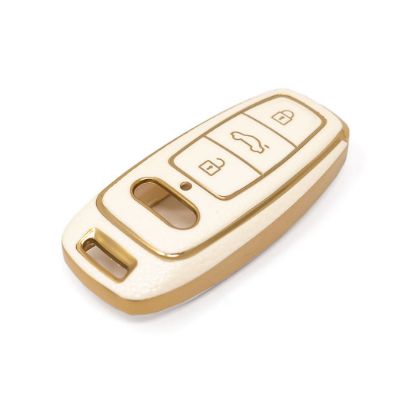 New Aftermarket Nano High Quality Gold Leather Cover For Audi Remote Key 3 Buttons White Color Audi-D13J | Emirates Keys