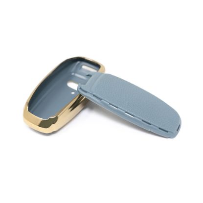 New Aftermarket Nano High Quality Gold Leather Cover For Audi Remote Key 3 Buttons Gray Color Audi-D13J | Emirates Keys