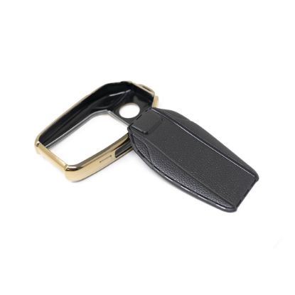 New Aftermarket Nano High Quality Gold Leather Cover For BMW Remote Key 3 Buttons Black Color BMW-D13J | Emirates Keys