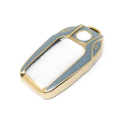 New Aftermarket Nano High Quality Gold Leather Cover For BMW Remote Key 3 Buttons Gray Color BMW-D13J | Emirates Keys
