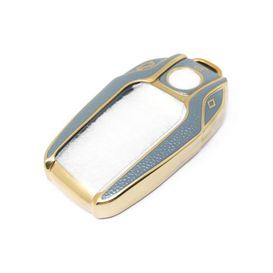 New Aftermarket Nano High Quality Gold Leather Cover For BMW Remote Key 3 Buttons Gray Color BMW-D13J | Emirates Keys