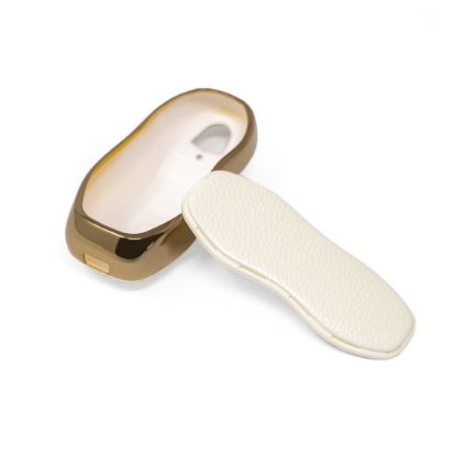 New Aftermarket Nano High Quality Gold Leather Cover For Porsche Remote Key 3 Buttons White Color PSC-A13J | Emirates Keys