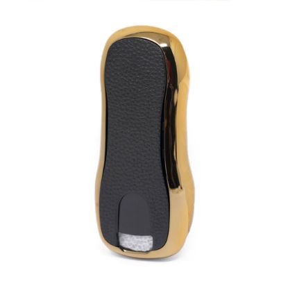 New Aftermarket Nano High Quality Gold Leather Cover For Porsche Remote Key 3 Buttons Black Color PSC-B13J | Emirates Keys