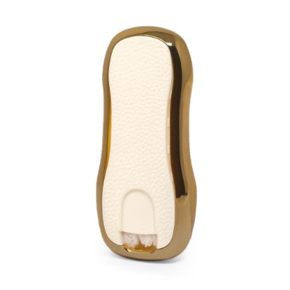 New Aftermarket Nano High Quality Gold Leather Cover For Porsche Remote Key 3 Buttons White Color PSC-B13J | Emirates Keys