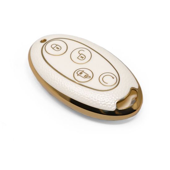 New Aftermarket Nano High Quality Gold Leather Cover For BYD Remote Key 4 Buttons White Color BYD-B13J | Emirates Keys
