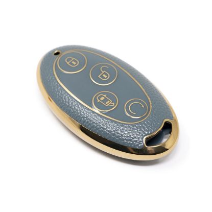 New Aftermarket Nano High Quality Gold Leather Cover For BYD Remote Key 4 Buttons Gray Color BYD-B13J | Emirates Keys