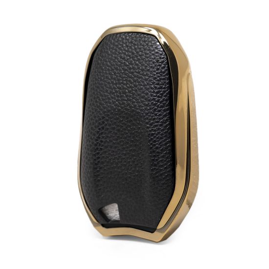 New Aftermarket Nano High Quality Gold Leather Cover For Peugeot Remote Key 3 Buttons Black Color PG-A13J | Emirates Keys